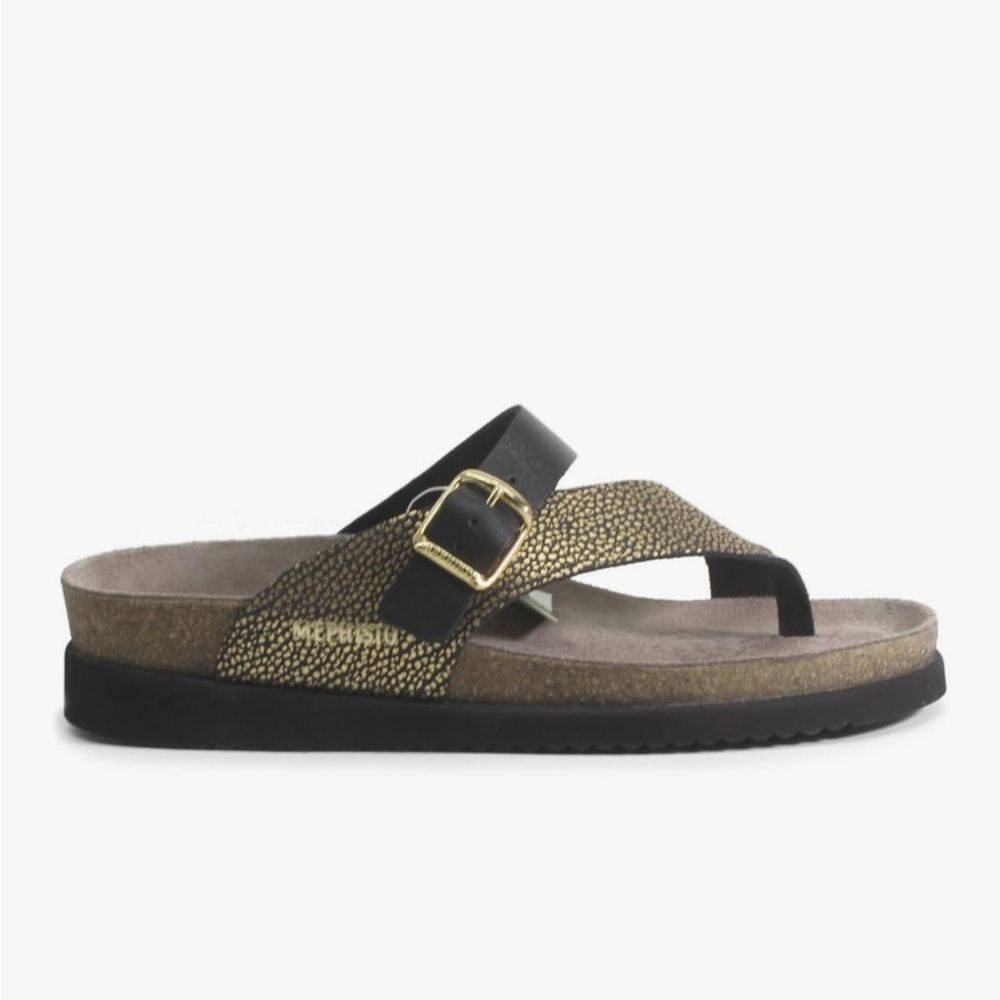 Mephisto Gold and Black Comfort Sandals